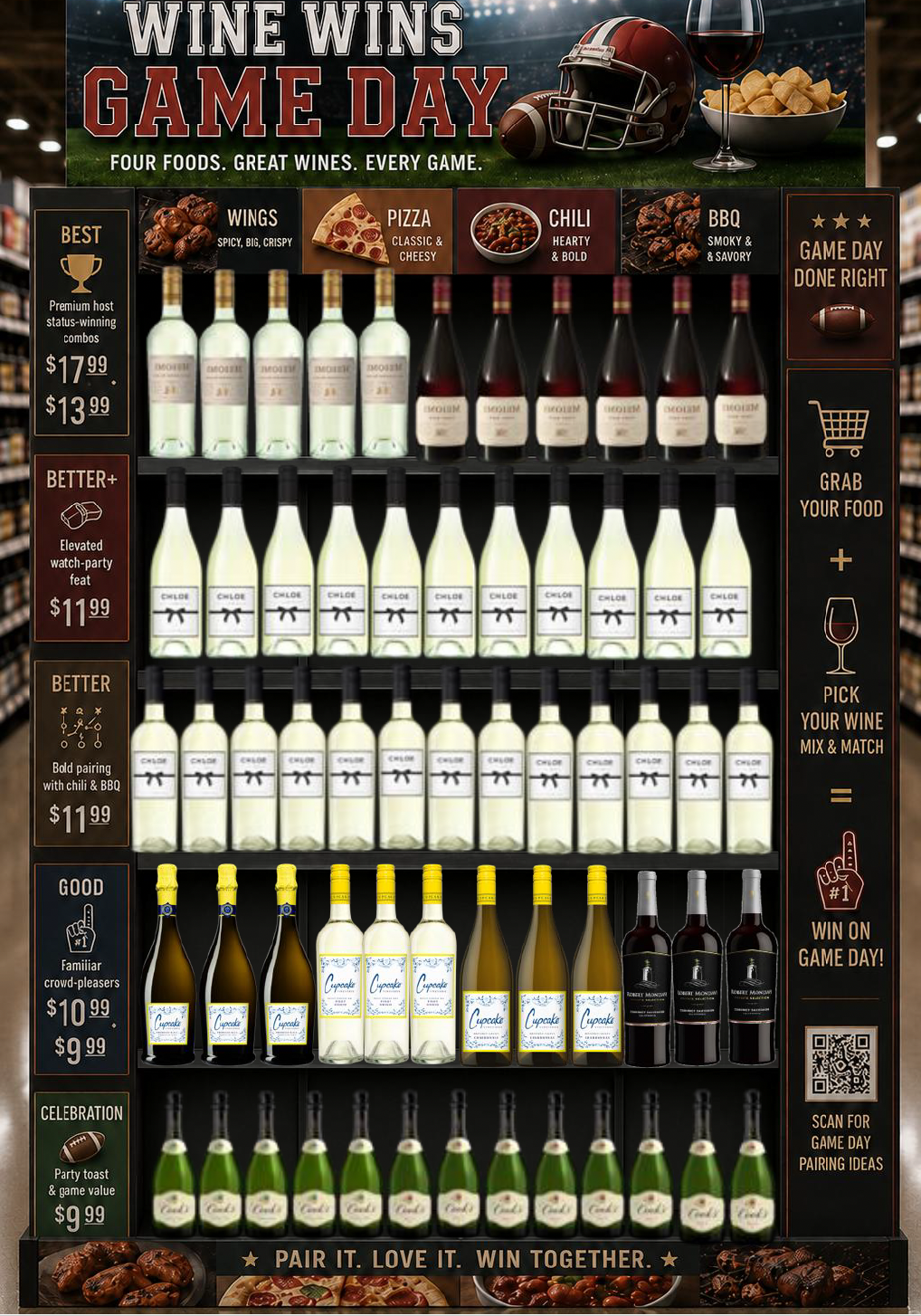 Wine Wins Game Day endcap